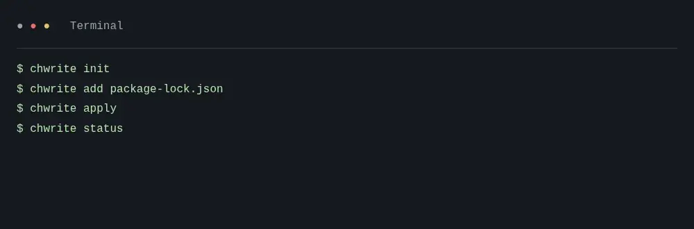 Terminal demo for chwrite
