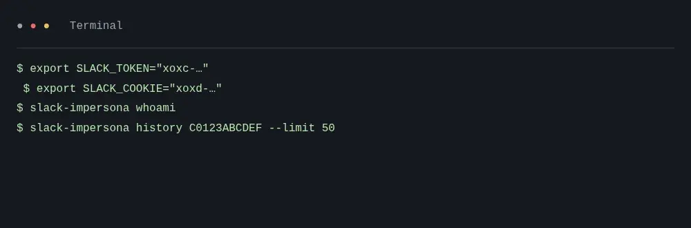 Terminal demo for slack-impersona-rs